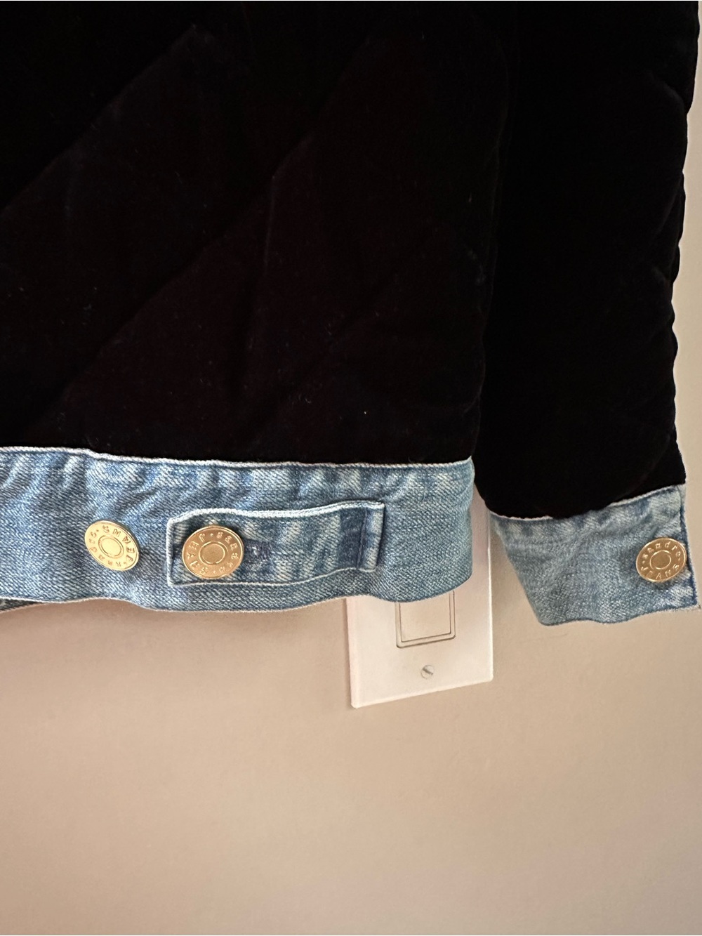 Sandro Black Velvet Jacket with Denim Trim - Picture 6 of 7